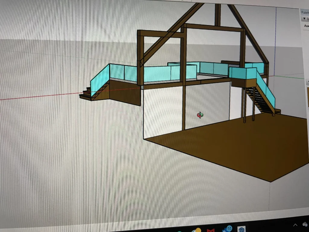Modèle 3D du chalet en perspective