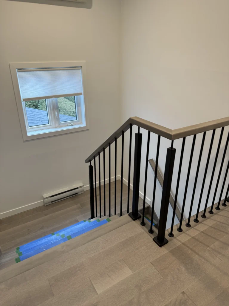 Garde-corps d'acier noir de l'escalier à demi-niveaux