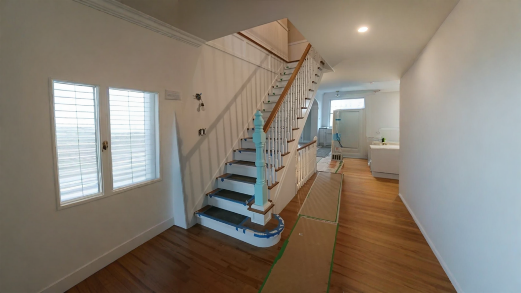 Grand escalier traditionnel rénové sur plusieurs niveaux