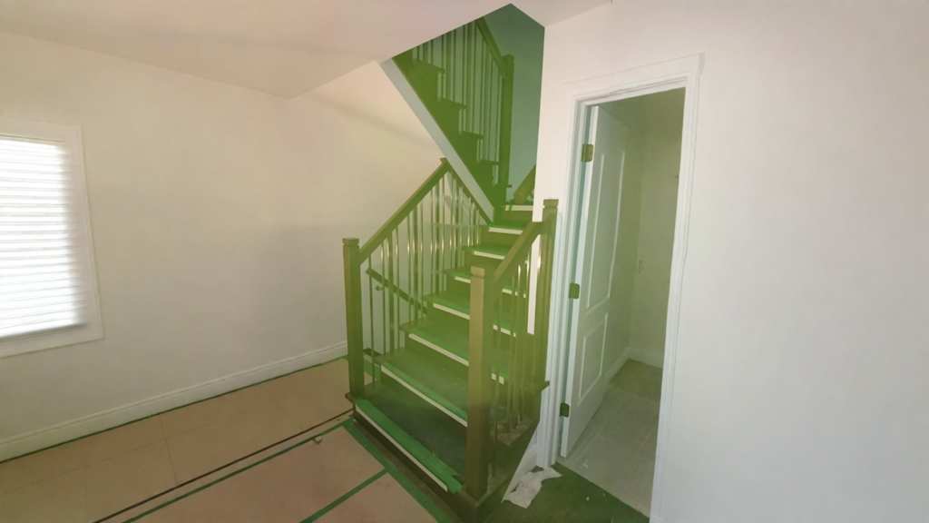 Escalier tournant en bois à barreaux tournés