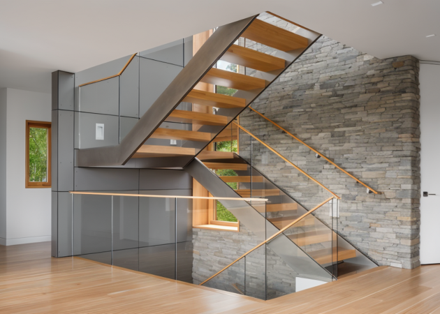 Garde-corps d'escalier en verre, fabrication sur mesure au Québec