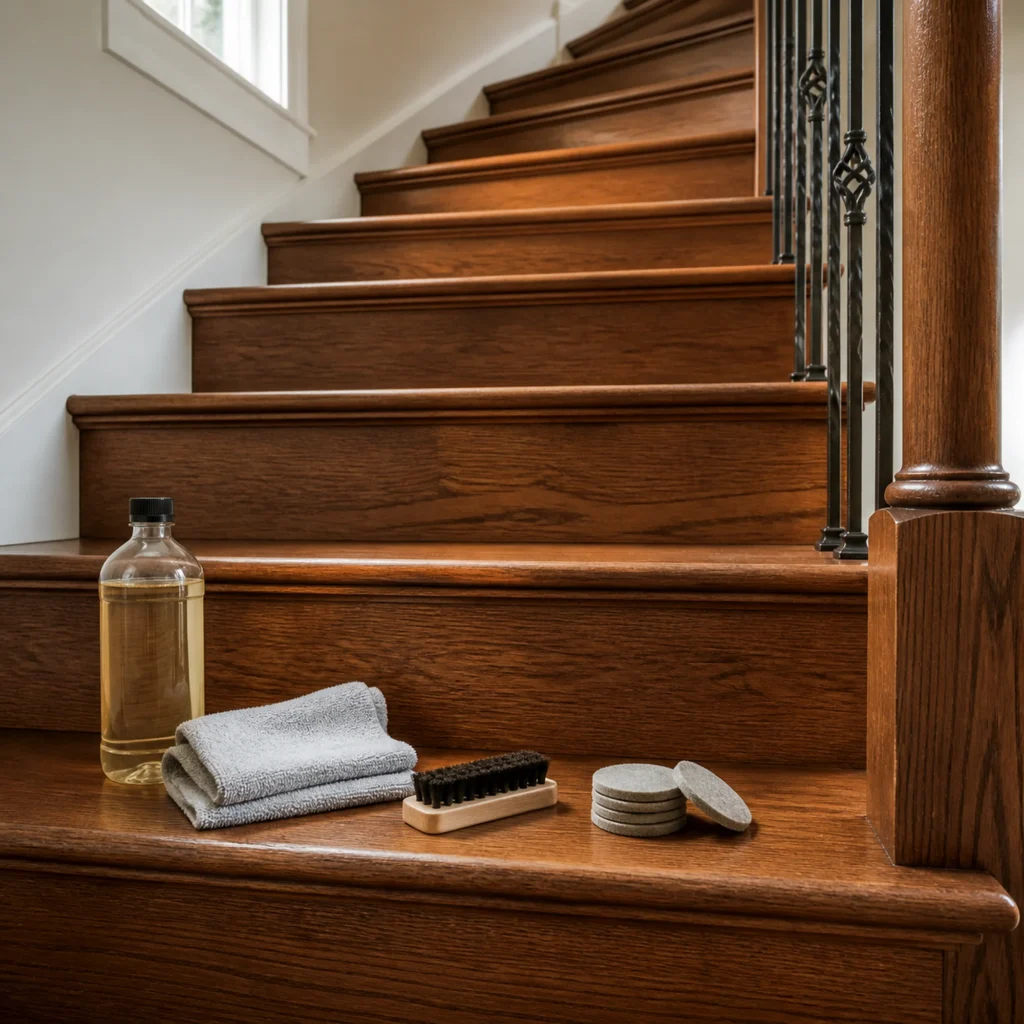 Entretien d’un escalier en bois franc : gestes, produits et durée de vie
